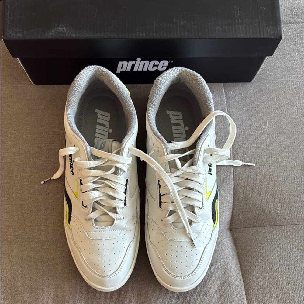 Prince White and Yellow Sneakers